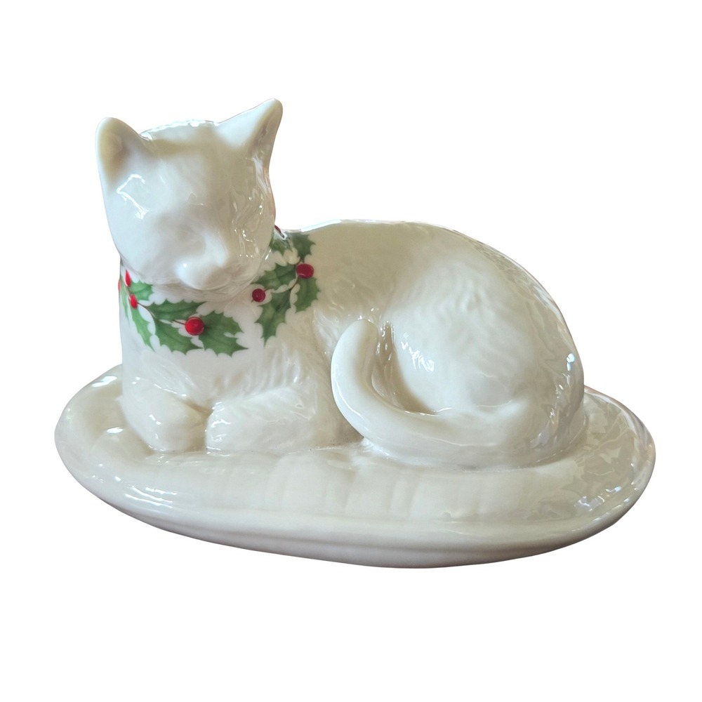 Lenox China Jewels 1994 Annual Holiday Cat Figurine Limited Edition USA Made 4"